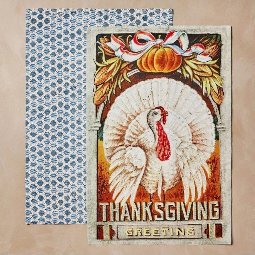 John Derian for Target 2pk Fall Turkey Cards 20"x30" Tea Towel Set